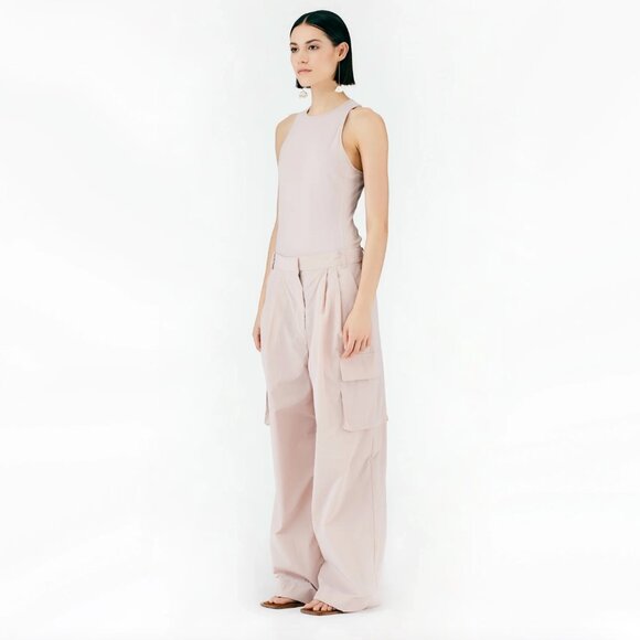 Tibi Powder Nylon Pleated Cargo Stella Pant in "Powder Pink", size 00 - Picture 4 of 11